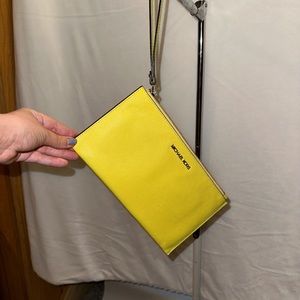 Michael Kors bright yellow wristlet w card slots!